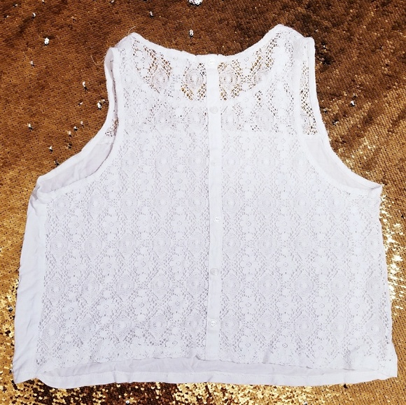 Ambiance Tops - White lace crop top